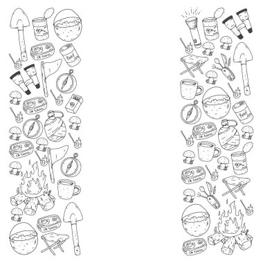 Kamp vektör çizim. Açık macera seyahat