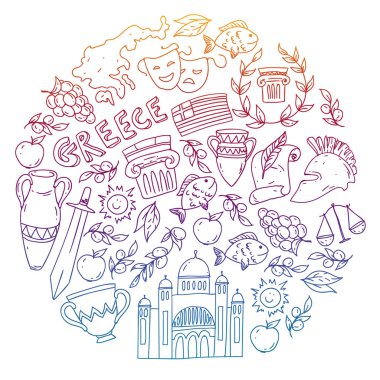 Yunanistan elemanları seyahat. Dergi, Web, Turizm için Yunanistan sembolleri