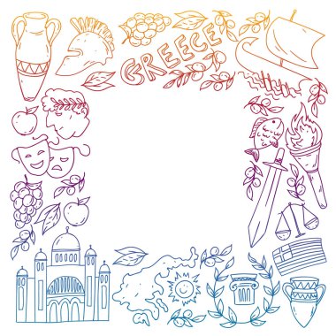 Yunanistan elemanları seyahat. Dergi, Web, Turizm için Yunanistan sembolleri