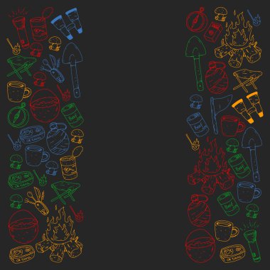 Kamp vektör çizim. Açık macera seyahat