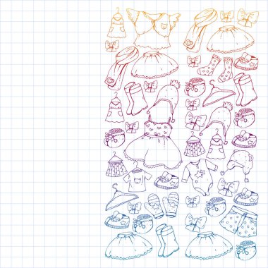 Çocuk kıyafetleri. Bebekler için arka plan, çocuk kalıpları.