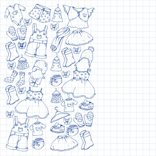 Çocuk kıyafetleri. Bebekler için arka plan, çocuk kalıpları.