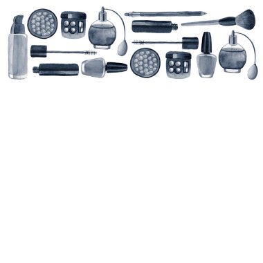 Posterler, desenler, arka planlar için suluboya illüstrasyon madde bitkileri ile Kozmetik ürünler