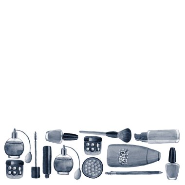 Posterler, desenler, arka planlar için suluboya illüstrasyon madde bitkileri ile Kozmetik ürünler