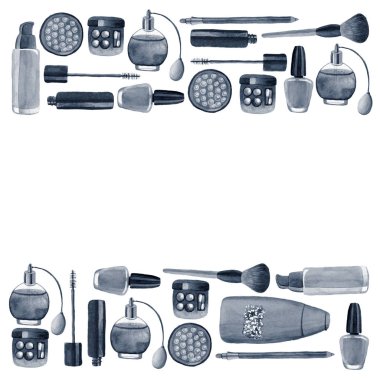 Posterler, desenler, arka planlar için suluboya illüstrasyon madde bitkileri ile Kozmetik ürünler