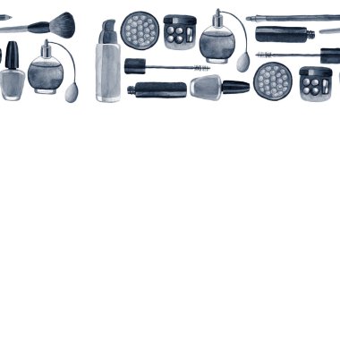 Posterler, desenler, arka planlar için suluboya illüstrasyon madde bitkileri ile Kozmetik ürünler