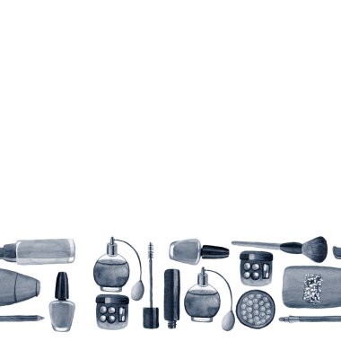 Posterler, desenler, arka planlar için suluboya illüstrasyon madde bitkileri ile Kozmetik ürünler