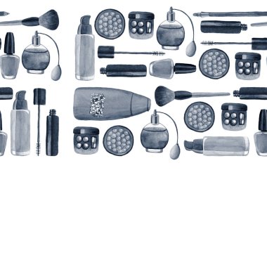 Posterler, desenler, arka planlar için suluboya illüstrasyon madde bitkileri ile Kozmetik ürünler