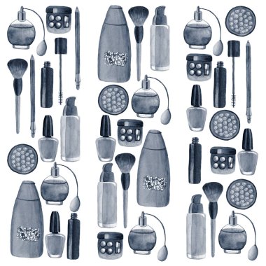 Posterler, desenler, arka planlar için suluboya illüstrasyon madde bitkileri ile Kozmetik ürünler