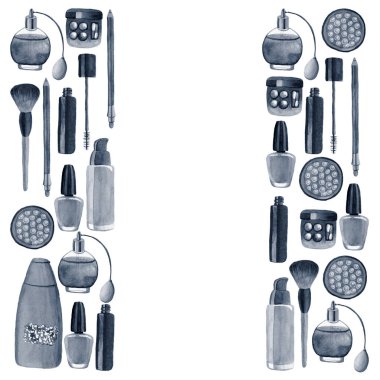 Posterler, desenler, arka planlar için suluboya illüstrasyon madde bitkileri ile Kozmetik ürünler