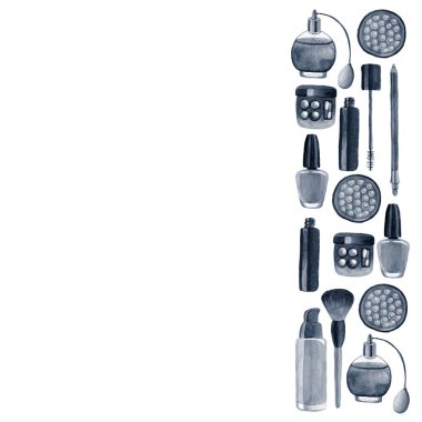 Posterler, desenler, arka planlar için suluboya illüstrasyon madde bitkileri ile Kozmetik ürünler