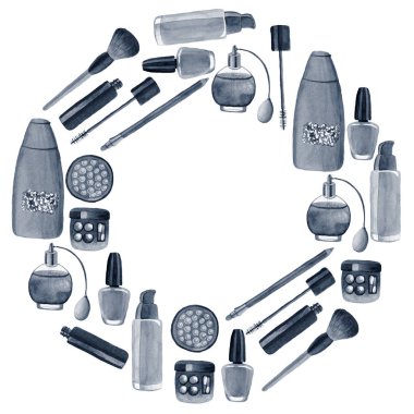 Posterler, desenler, arka planlar için suluboya illüstrasyon madde bitkileri ile Kozmetik ürünler