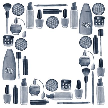 Posterler, desenler, arka planlar için suluboya illüstrasyon madde bitkileri ile Kozmetik ürünler