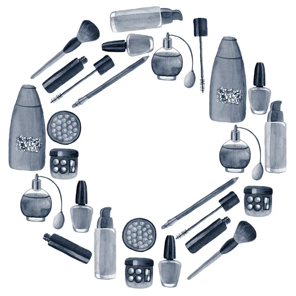 Posterler, desenler, arka planlar için suluboya illüstrasyon madde bitkileri ile Kozmetik ürünler