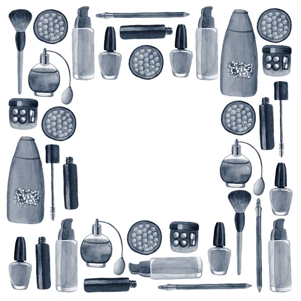 Posterler, desenler, arka planlar için suluboya illüstrasyon madde bitkileri ile Kozmetik ürünler