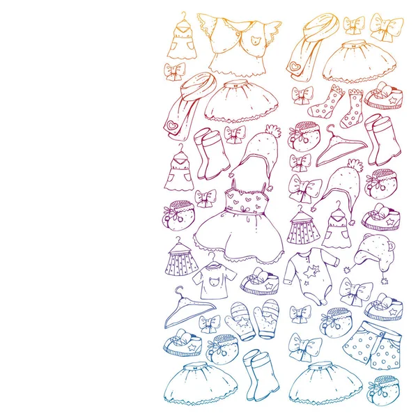 Çocuk kıyafetleri. Bebekler için arka plan, çocuk kalıpları.