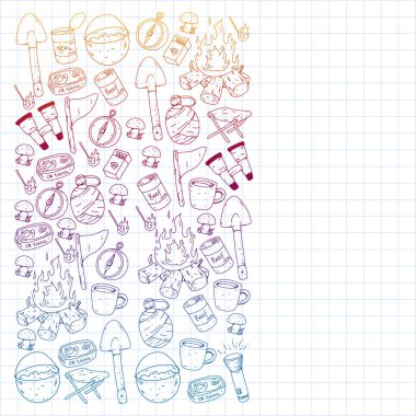 Kamp vektör çizim. Açık macera seyahat