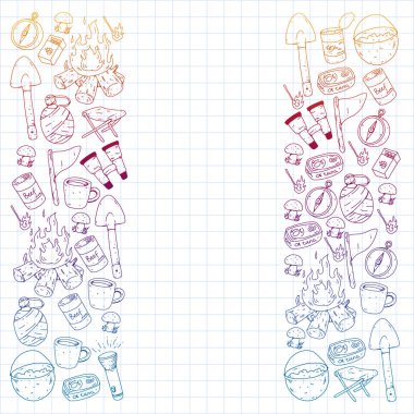 Kamp vektör çizim. Açık macera seyahat