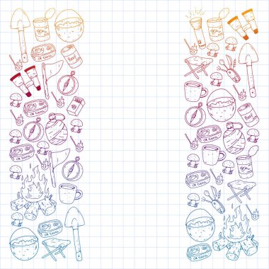 Kamp vektör çizim. Açık macera seyahat