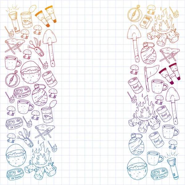 Kamp vektör çizim. Açık macera seyahat