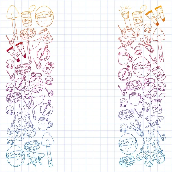 Kamp vektör çizim. Açık macera seyahat