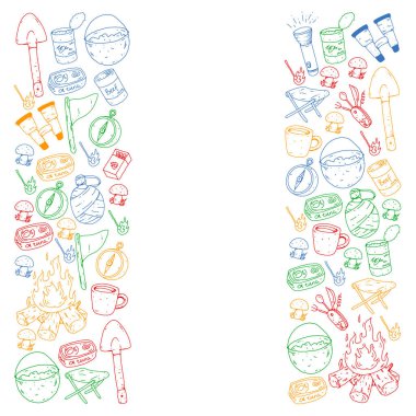 Kamp vektör çizim. Açık macera seyahat