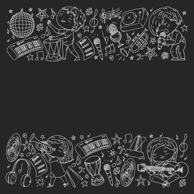 Çocuklar müzik çalın. Müzik eğitimi, tiyatro, okul.