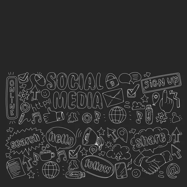 Social Media, Wirtschaft, Management-Vektor-Symbole. Internet Marketing, Kommunikation. — Stockvektor