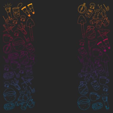 Kamp vektör çizim. Açık macera seyahat