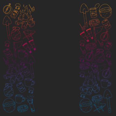 Kamp vektör çizim. Açık macera seyahat