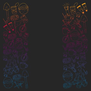 Kamp vektör çizim. Açık macera seyahat