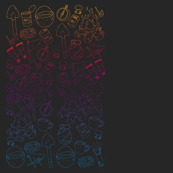 Kamp vektör çizim. Açık macera seyahat