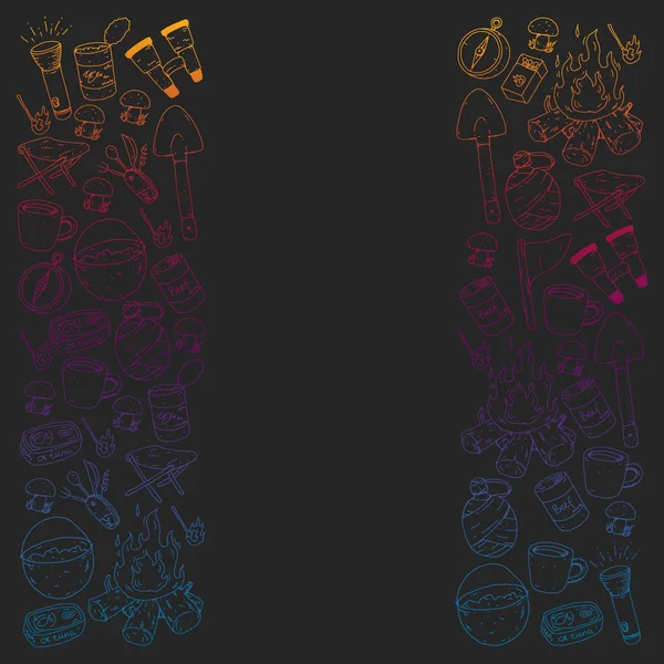 Kamp vektör çizim. Açık macera seyahat