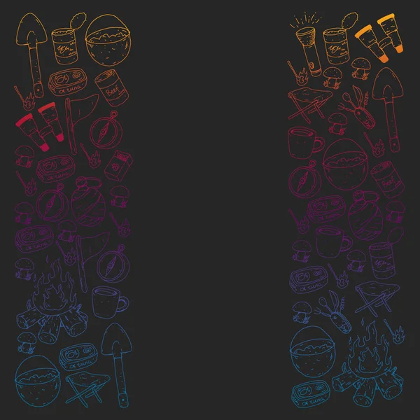 Kamp vektör çizim. Açık macera seyahat