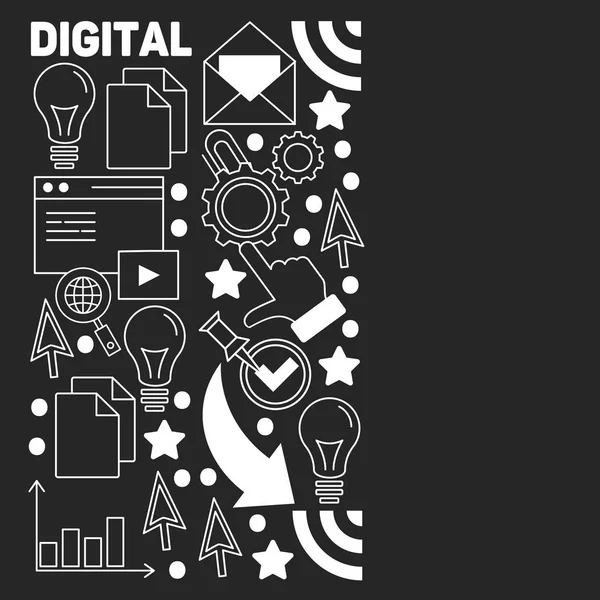 Modèle de marketing numérique avec des icônes vectorielles. Gestion, démarrage, entreprise, technologie Internet . — Image vectorielle