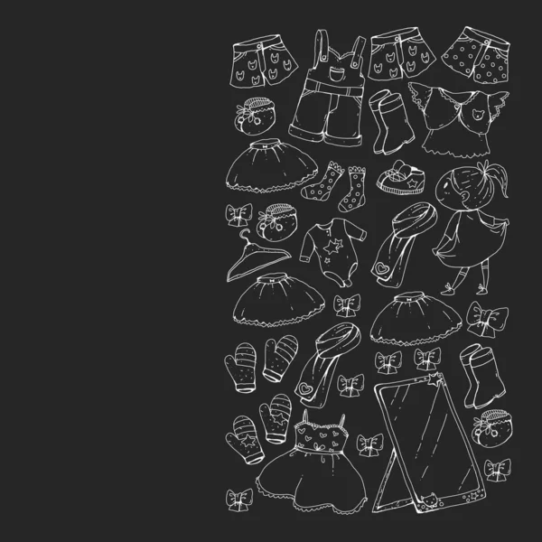 Çocuk kıyafetleri. Bebekler için arka plan, çocuk kalıpları.