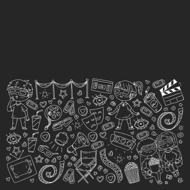 Sinema desen vektör simgeleri ile. Film,