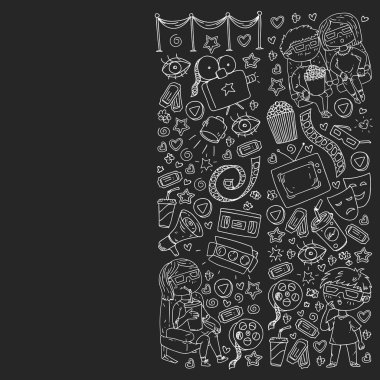 Sinema desen vektör simgeleri ile. Film,