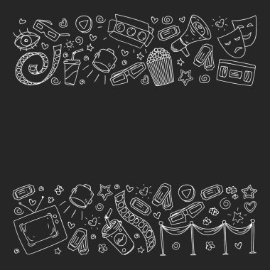 Sinema desen vektör simgeleri ile. Film,