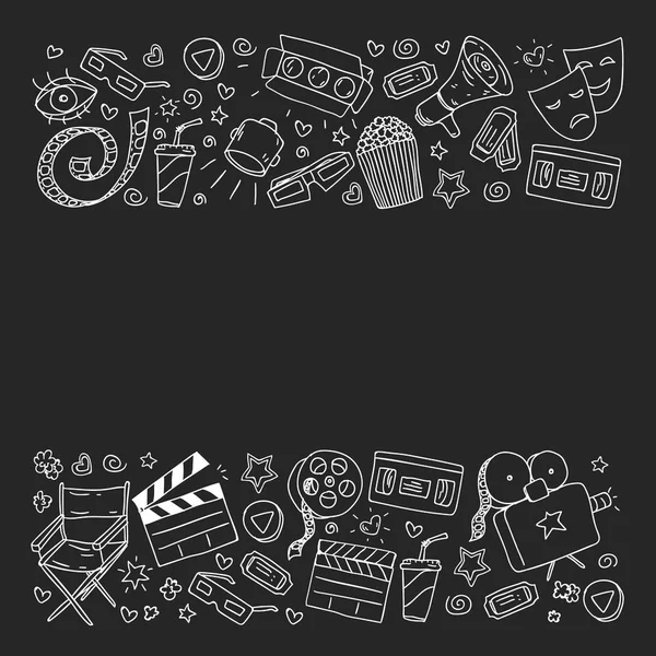 Bioscoop patroon met vector iconen. Film, — Stockvector