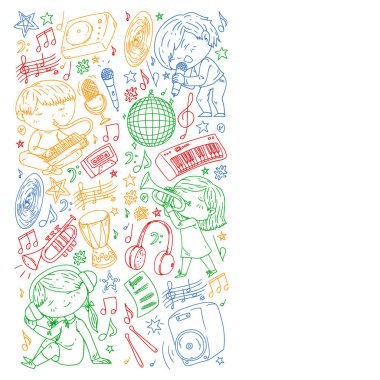 Çocuklar müzik çalın. Müzik eğitimi, tiyatro, okul.