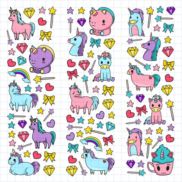 Children pattern with fairy tale unicors for kids clothes, posters, banners, shirts. Vector image with cartoon character. — Stock Vector