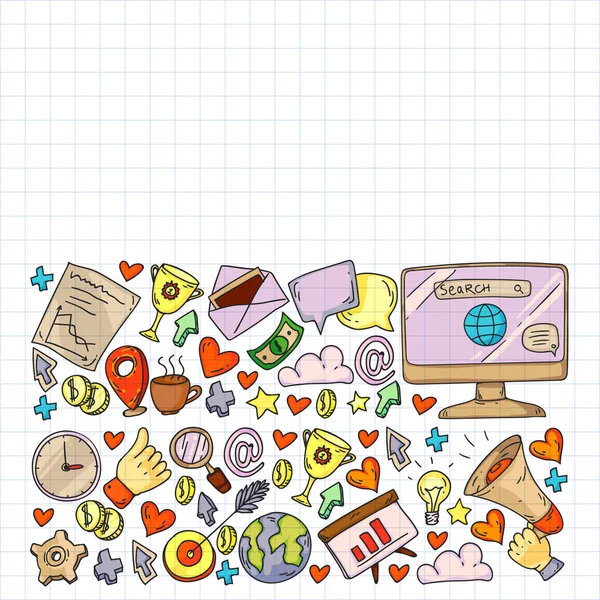 Dijital pazarlama, sosyal medya, iletişim, yönetim. Arka plan afiş için.