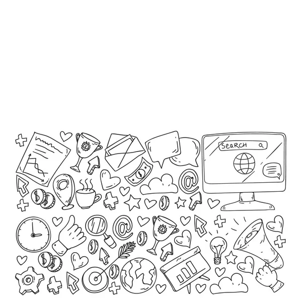 Dijital pazarlama, sosyal medya, iletişim, yönetim. Arka plan afiş için.