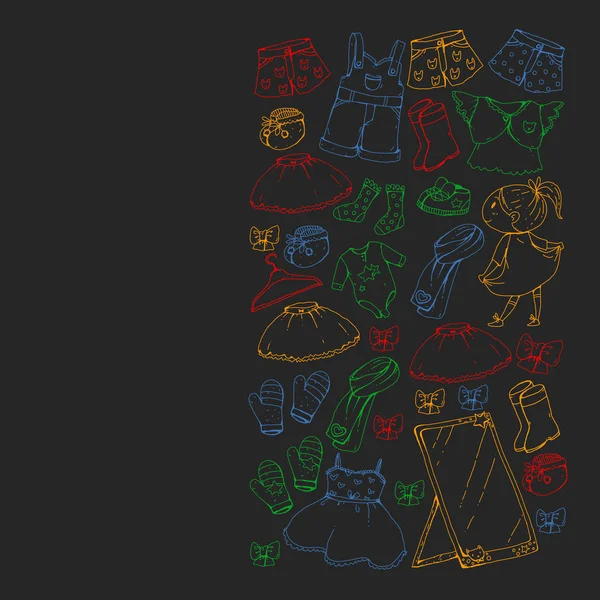 Çocuk kıyafetleri. Bebekler için arka plan, çocuk kalıpları.