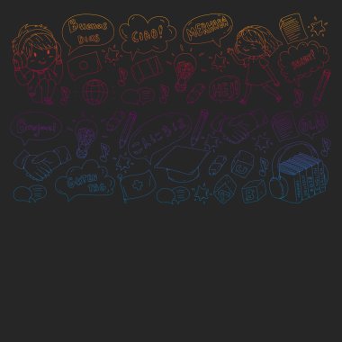 Dil sınıfı için vektör deseni, çevrimiçi kurslar. İngilizce, Arapça, İtalyanca, Japonca, İspanyolca, Çince, Almanca.