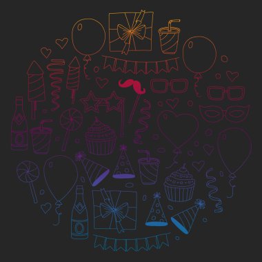 Vektör desen ile yıllar kutsal kişilerin resmi. Tatil ve kutlama.