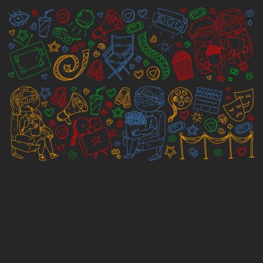 Sinema desen vektör simgeleri ile. Film,