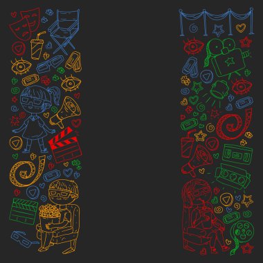 Sinema desen vektör simgeleri ile. Film,