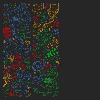 Sinema desen vektör simgeleri ile. Film,